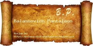 Balassovich Pantaleon névjegykártya